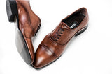 Brown cap toe oxford shoes